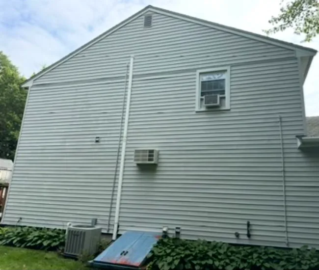 After: Siding soft wash in Newington, CT: green buildup gone