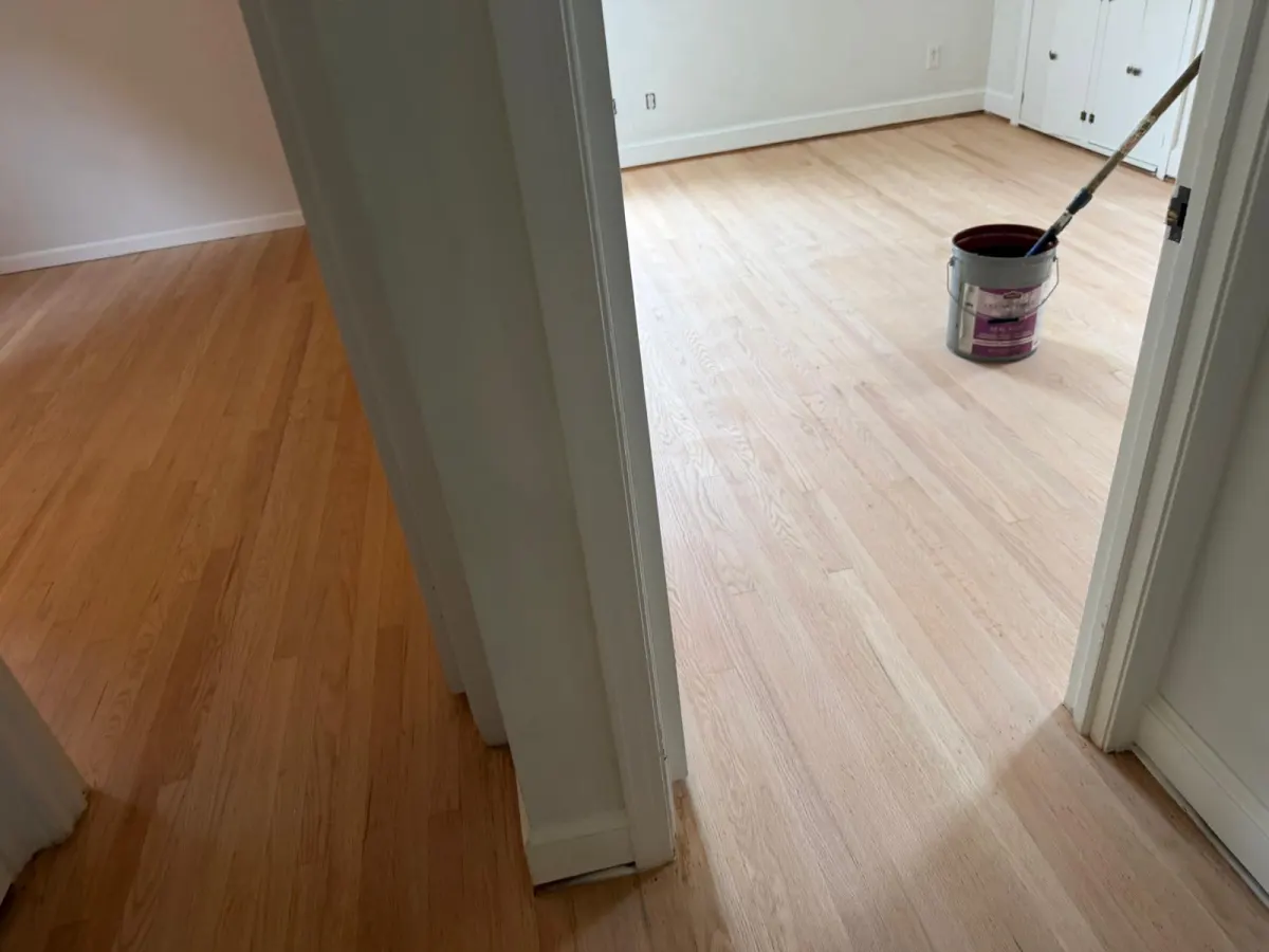 Hardwood floor sanded and ready for finish in a Connecticut home